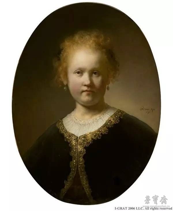 伦勃朗•凡•莱因《穿金边斗篷的少女》（Young Girl in a Gold-Trimmed Cloak），1632年，木板油画，59×44厘米