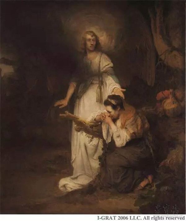　卡尔•法布里蒂乌斯《夏甲与天使》（Hagar and the Angel），布面油画，157.50×136厘米